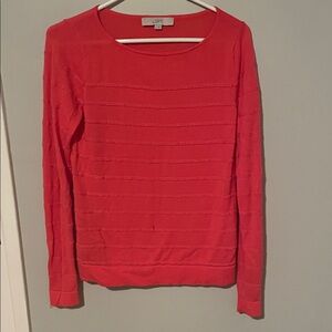 LOFT Women's Bold Coral Crew Neck lightweight Sweater